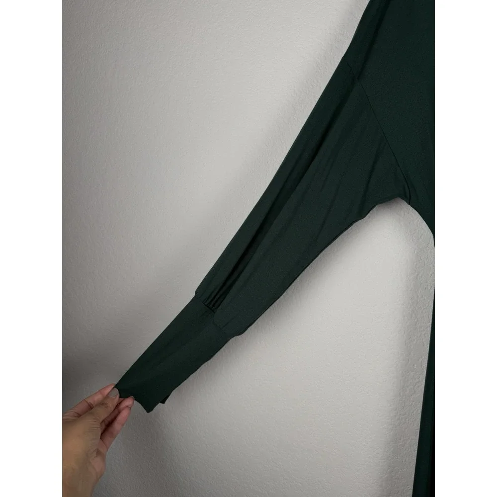 24seven Comfort Apparel Bishop Sleeves Maxi Dress Women's‎ Large Green Stretch